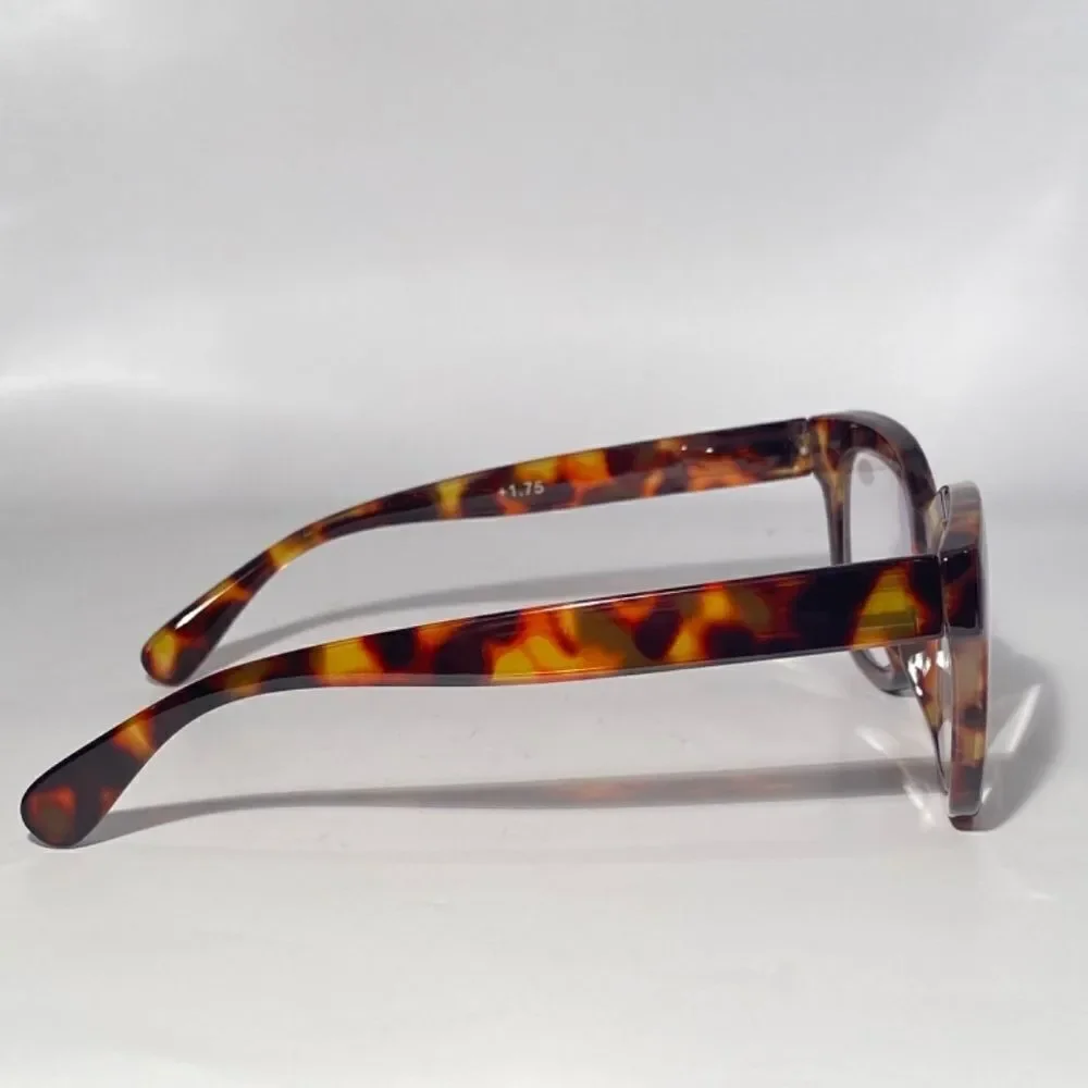 1138 Mona Reading Glasses 1.75 Sq Eyeglasses Tortoise Frames Readers NWT